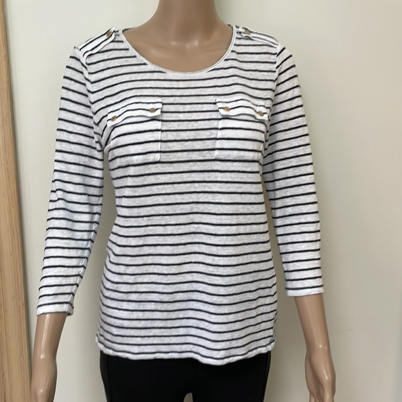 Chico's linen stripe shirt small - Picture 1 of 5